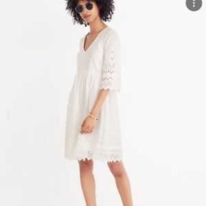 Madewell white eyelet lattice embroidered dress